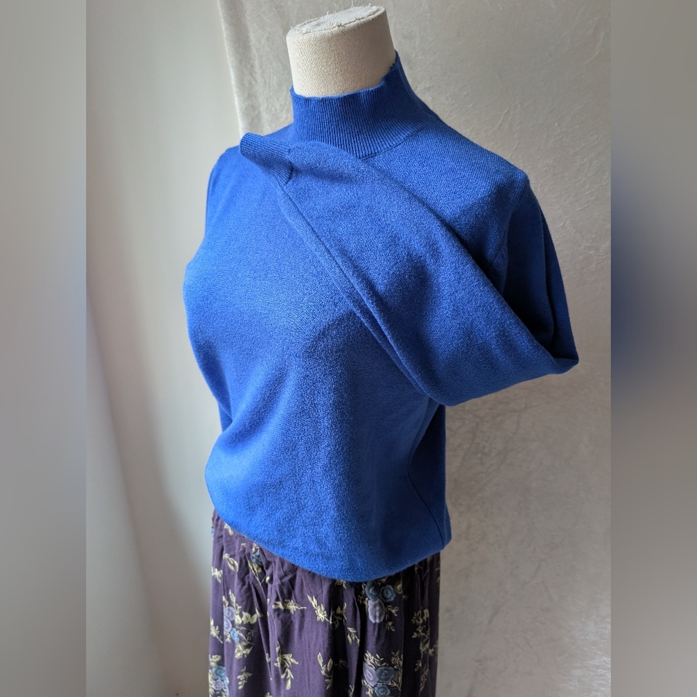 Royal Blue Polyamide Cashmere Blend Stretchy Sweater
